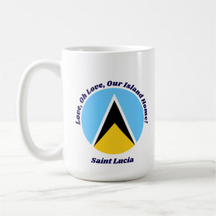 Kärlek Vår ö hem   St Lucian Phrase Blue Text Kaffemugg