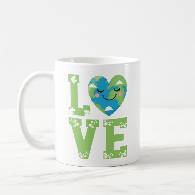 Kärlek vår planet mor jorden dag kaffemugg (Vänster)