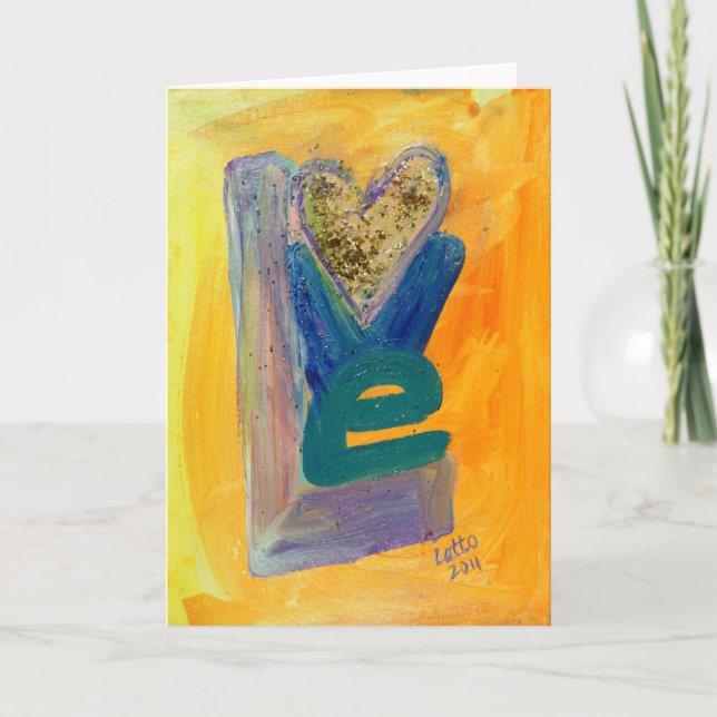 Kärlek Vår Stack Glitter-anteckning eller gratulat Kort (Framsida)