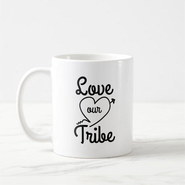 Kärlek vår stam med foto kaffemugg (Vänster)