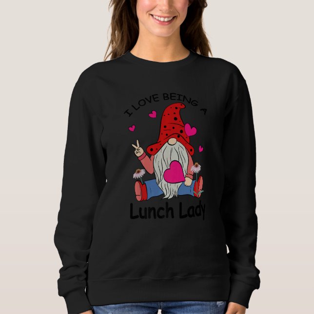 Kärlek Vara Lunch Dam Gnome Kitchen Cafeteria Work T Shirt (Framsida)