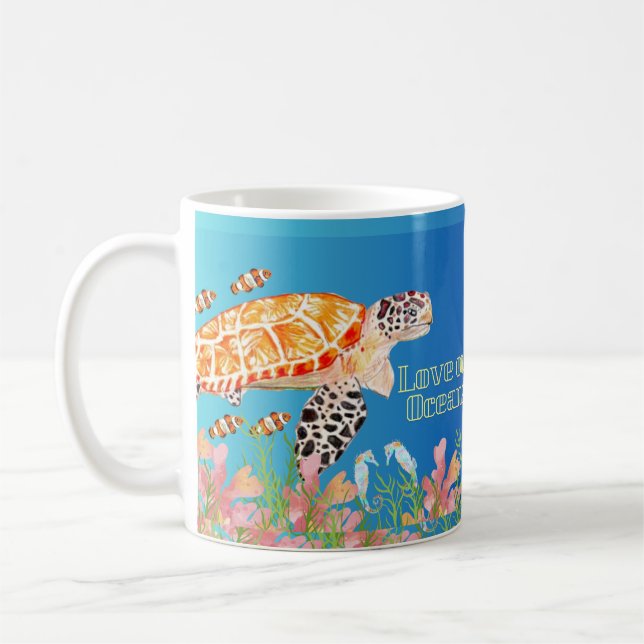 Kärlek våra oceaner kaffemugg (Vänster)