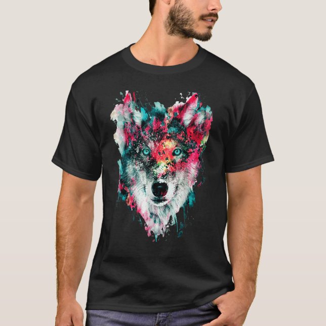 Kärlek Vargar varg Ansikte Coola Fantastisk T Shirt (Framsida)