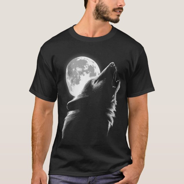 KÄRLEK VARGAR VARG MÅNE 3 T SHIRT (Framsida)