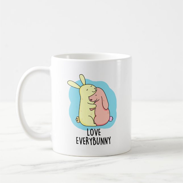 Kärlek Varje Bunny Funny Rabbit Pun Kaffemugg (Vänster)