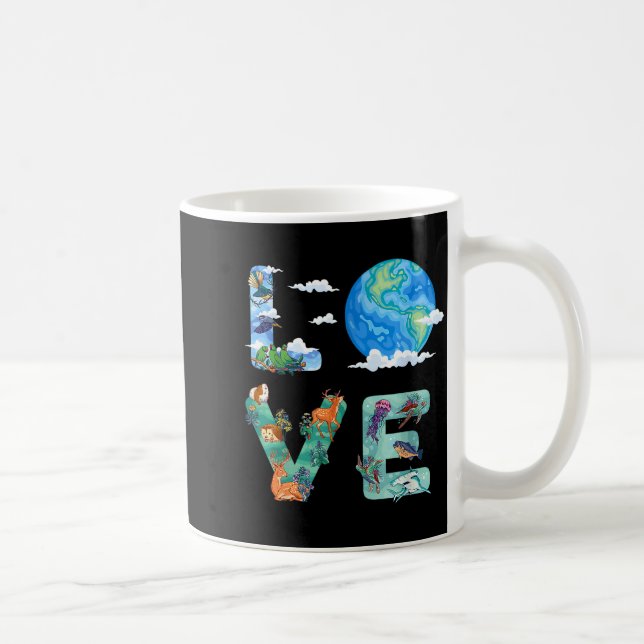 Kärlek värld jordens dag 2026 miljödjur träd kaffemugg (Höger)