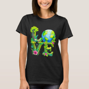 Kärlek värld jordens dag 2026 miljövänlig djur trä t shirt