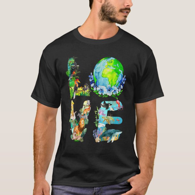 Kärlek Världsjorddagen 2022: Planetmiljö för T Shirt (Framsida)
