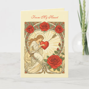 Kärlek, varsamt hållen vintage Art Nouveau-romanti Kort
