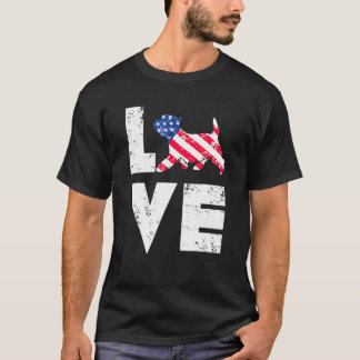 Kärlek Väster Highland Terrier Westie USA Flagga T Shirt