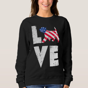 Kärlek Väster Highland Terrier Westie USA Flagga T Shirt