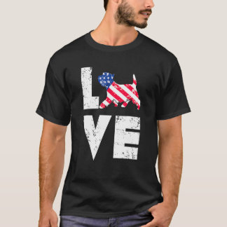 Kärlek Väster Highland Terrier Westie USA Flagga T Shirt