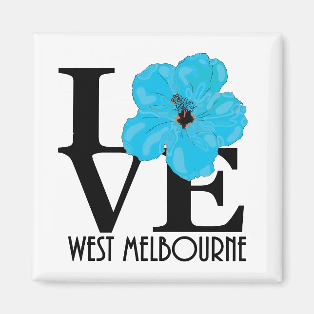 KÄRLEK Väster Melbourne (blå hibiscus) Magnet (Framsidan)