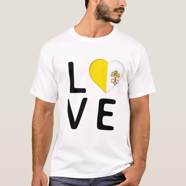 Kärlek - Vatikanstaten Flagga T Shirt (Framsida)