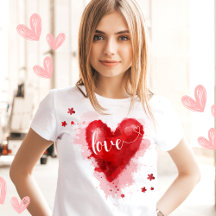 Kärlek vattenfärgshjärta i röd Valentines day