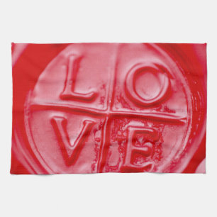 KÄRLEK vax säl, Valentine, röd, glansig, kök Kökshandduk