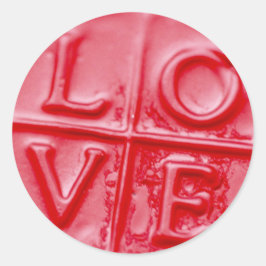 KÄRLEK vax, Valentine, Red, glossy, Runt Klistermärke