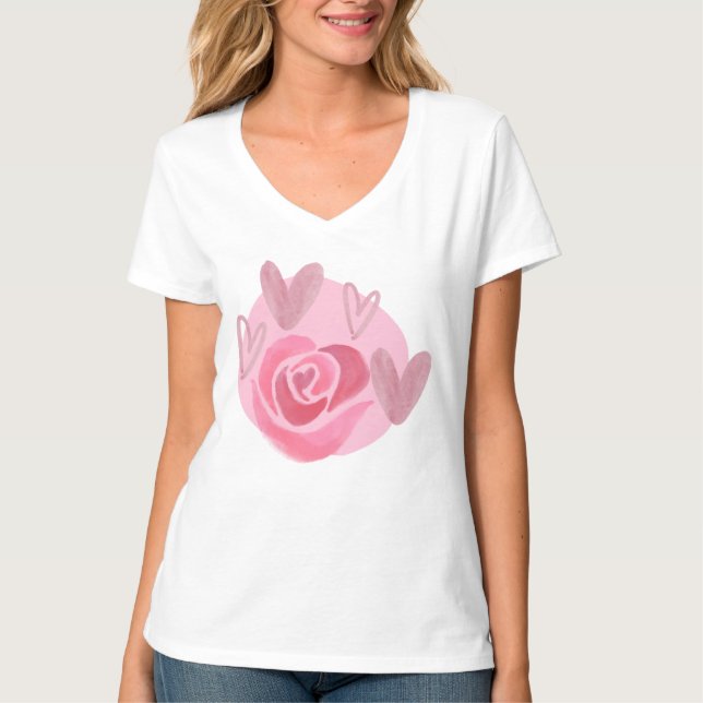 Kärlek Växer Blommig Hjärtformad Maternity Gravidi T Shirt (Framsida)
