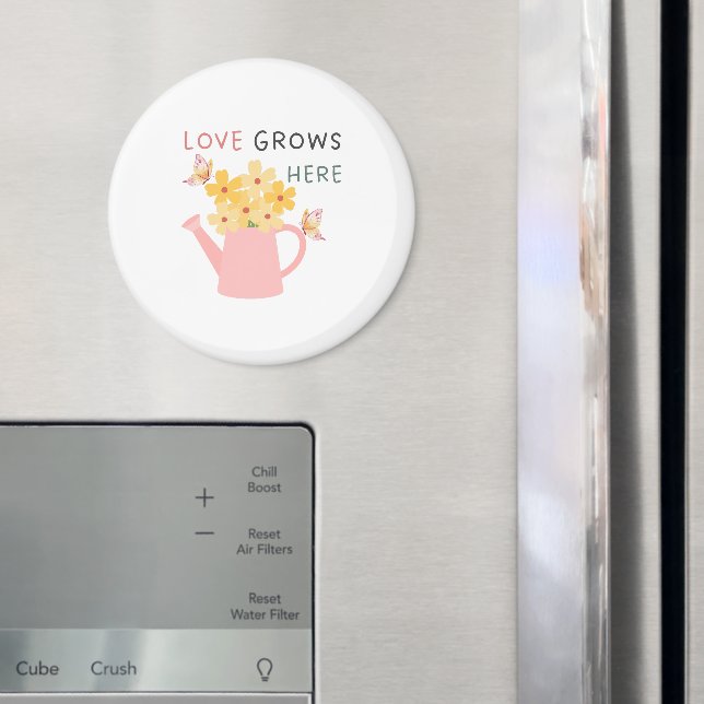 Kärlek Växer Här Blommig Trädgårdscitat Magnet (In Situ (Fridge))
