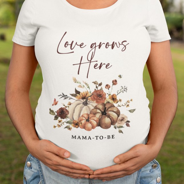 Kärlek Växer Här Pumpa Höst Baby Shower T Shirt (Skapare uppladdad)