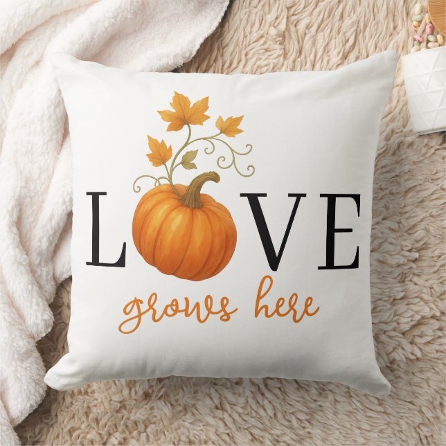 KÄRLEK växer här | Pumpkin Lettering Autumn Kudde (Filt)