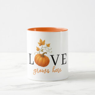 KÄRLEK växer här Pumpkin Lettering Autumn Mugg