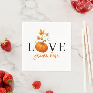 KÄRLEK växer här   Pumpkin Lettering Autumn Pappersservett