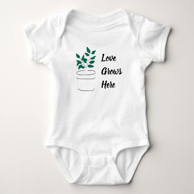 Kärlek växer här, svart Grönt T Shirt (Framsida)