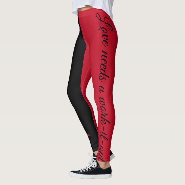 Kärlek verb, citat svart rött skrik leggings (Vänster)