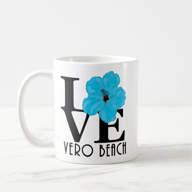KÄRLEK Vero Beach Blue Hibiscus 11oz Kaffemugg (Vänster)