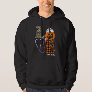 Kärlek VET Nurse Leopard Pumpkin Halloween Nurse C Hoodie