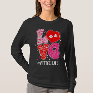 Kärlek Vet Tech Life Cute Animals Veterinary Valen T Shirt