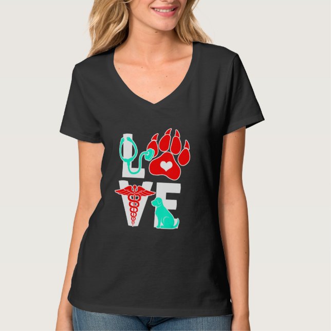 Kärlek Veterinarian Funny Gift Vet Shirt T (Framsida)