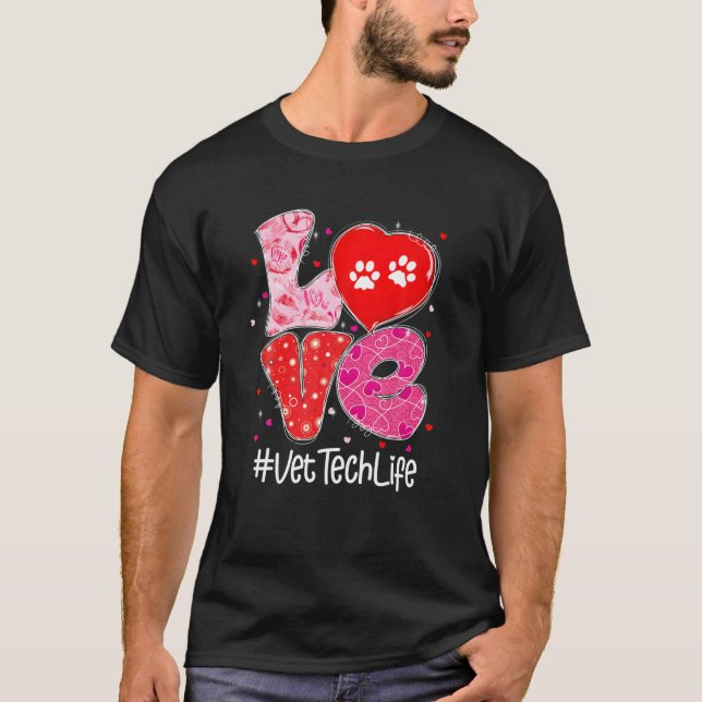 Kärlek Veterinary Vet Tech Life Doktor Nurse Valen T Shirt (Framsida)