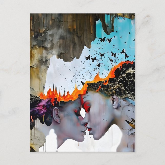 Kärlek vid brand vykort (Framsida)