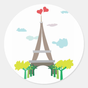 Kärlek vid Eiffel Torn Stickers Runt Klistermärke