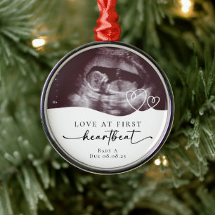 Kärlek vid First Heartslag Gravid Keepsaké Julgransprydnad Metall