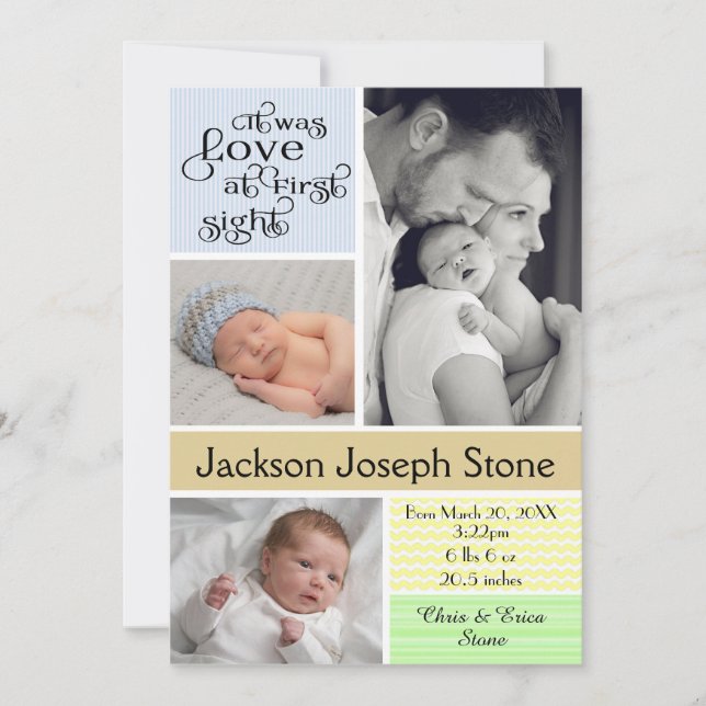 Kärlek vid First Sight Colorful Collage - Boy Meddelande (Framsida)