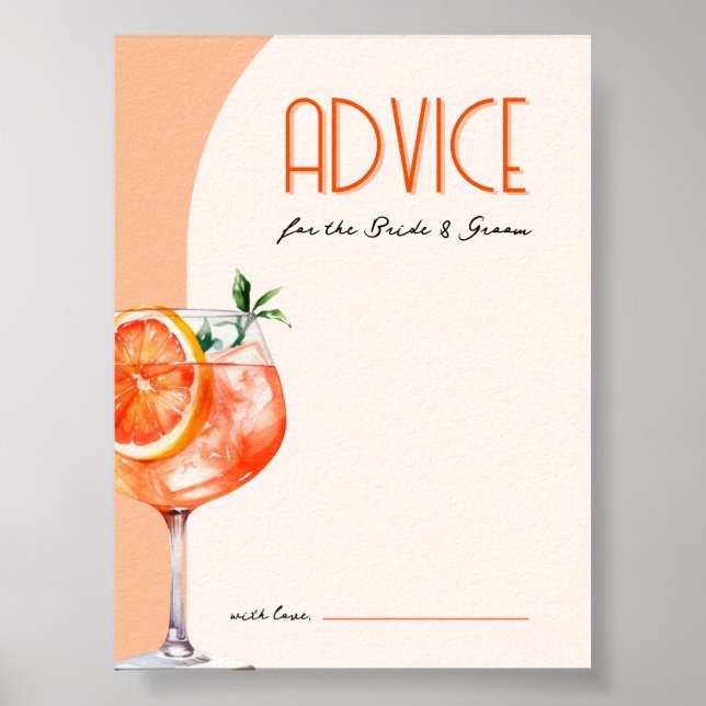 Kärlek vid First Spritz Advice for Bride & Groom Poster (Framsidan)