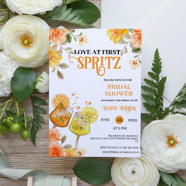 Kärlek vid First Spritz Blommigt Cocktail Möhippa Inbjudningar (Love at First Spritz )