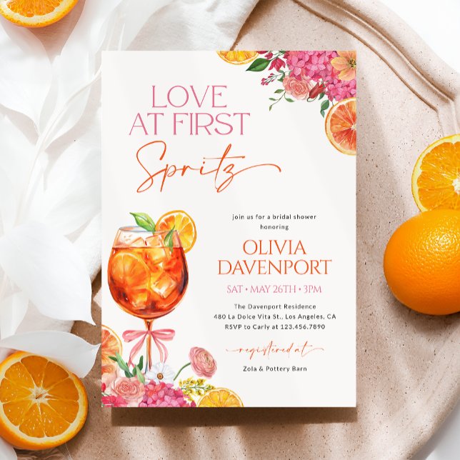 Kärlek vid First Spritz Citrus Blommigt Möhippa Inbjudningar (Skapare uppladdad)