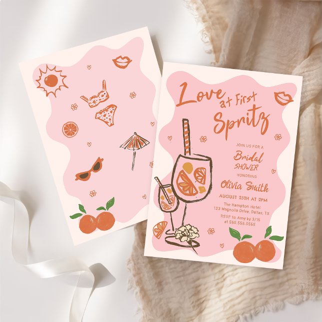 Kärlek vid First Spritz Inbjudningskort för möhipp (Skapare uppladdad)
