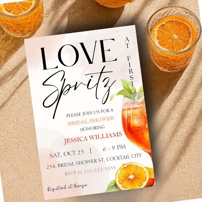 Kärlek vid First Spritz Möhippa Inbjudningar (Love at First Spritz Bridal Shower Invitation)