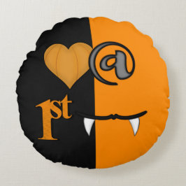 Kärlek vid första Bitan Halloween Rund Kudde