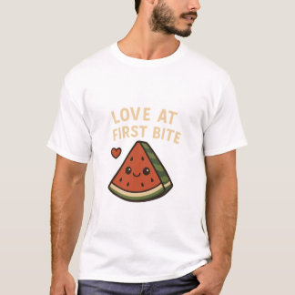 Kärlek Vid Första Biten Söt Vattenmelon Rolig Tröj T Shirt