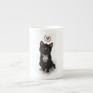 Kärlek vid första köpet: Felinis Fluffy Heart Benporslin Mugg