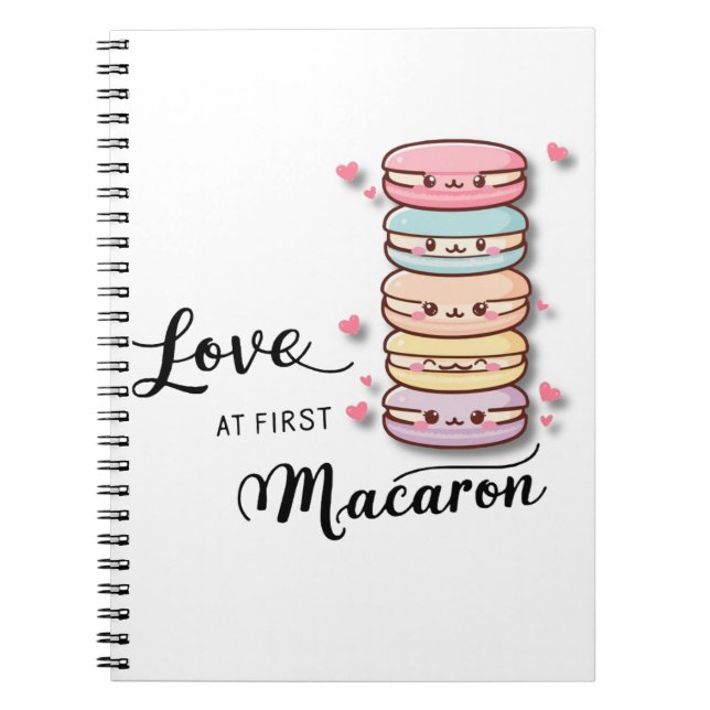 Kärlek vid första Macaron Journal Anteckningsbok (Framsidan)