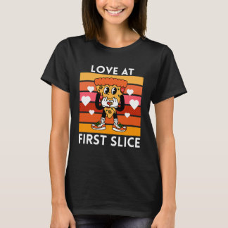 Kärlek vid första segmentet av Cute Pizza-tecknet T Shirt