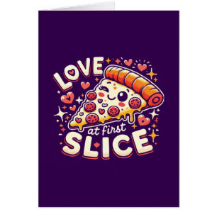 Kärlek vid första segmentet, Cute Funny Pizza Älsk Hälsningskort