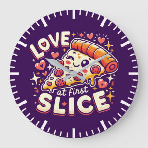 Kärlek vid första segmentet, Cute Funny Pizza Älsk Stor Klocka